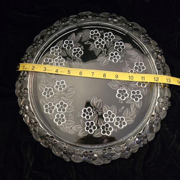 Vintage Walther Glass Mikasa Crystal Carmen Satiniert Torte Plate Platter 13.5" - Picture 4 of 5